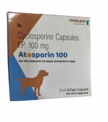 Atosporin (Cyclosporin) Capsules 100 Mg for Dogs 10 Capsules