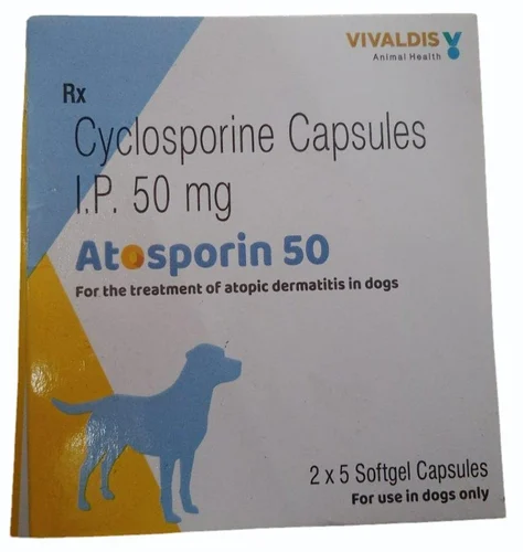 Atosporin (Cyclosporin) Capsules 50 Mg for Dogs 10 Capsules