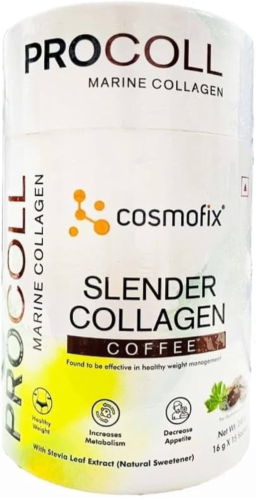 Cosmofix Procoll Slender Marine Collagen - Coffee Flavour 16 Gm(Pack of 15 Sachets)